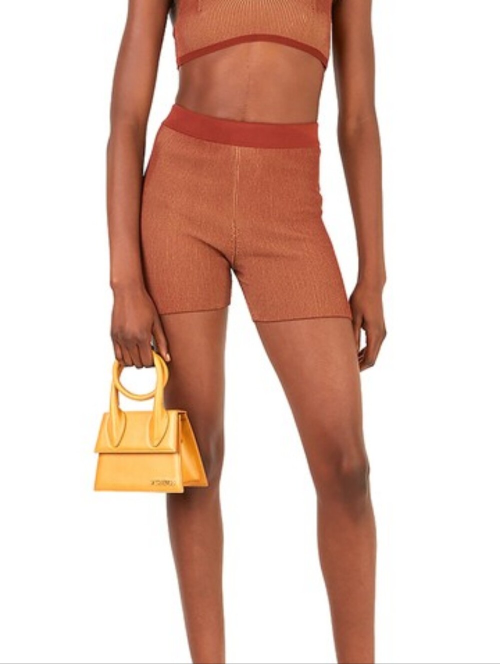 Jacquemas Le Short Arancia Biker Shorts Brown Ribbed French Size 38
